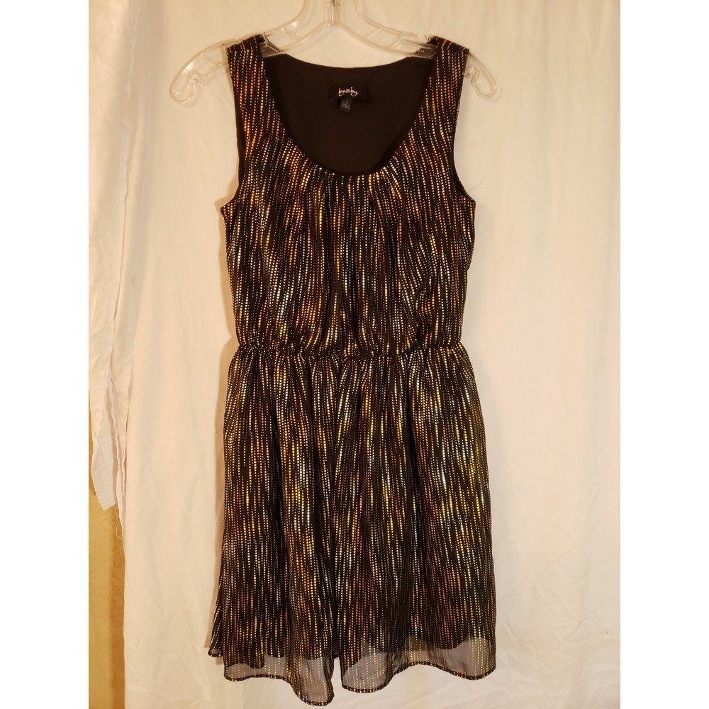 Women's By&By Black Gold And Silver Shimmer Sleeveless Dress Size S